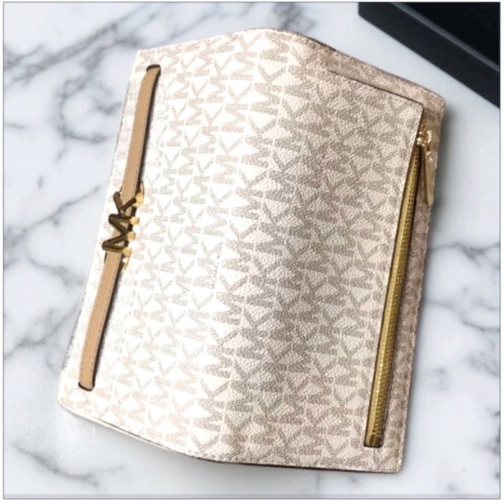 Michael Kors Beige and Gold Logo Clutch - Picture 3 of 3